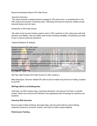 ER Collet Chuck Keyword Submission Report | SEO Insights & Optimization Strategy