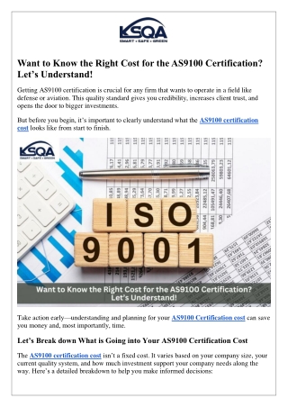 Want to Know the Right Cost for the AS9100 Certification? Let’s Understand!