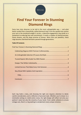 Find Your Forever in Stunning Diamond Rings