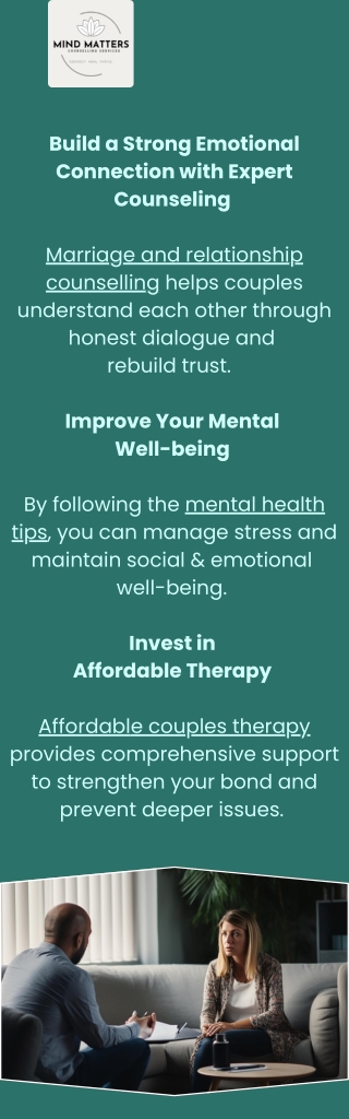 Build a Strong Emotional Connection with Expert Counseling