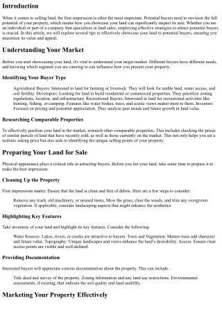 Tips for Showcasing Your Land to Potential Buyers