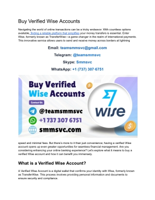 Verified Wise Account for Sale
