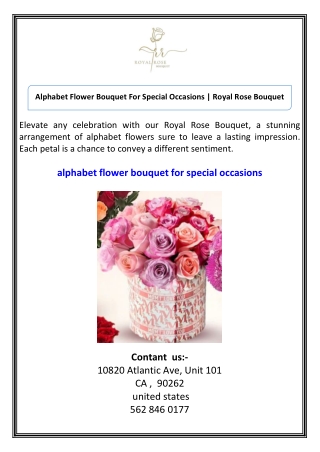 Alphabet Flower Bouquet For Special Occasions  Royal Rose Bouquet