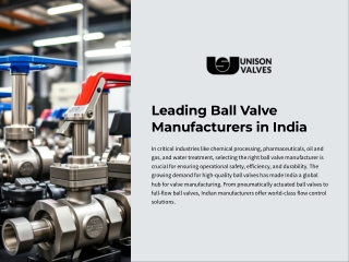 Leading Ball Valve Manufacturers in India | Unison Valves