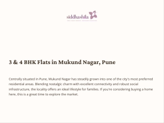 3 BHK & 4 BHK Flats in Mukund Nagar, Pune – Luxury Living by Siddhashila