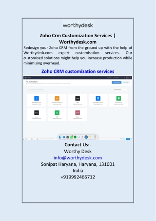 Zoho Crm Customization Services | Worthydesk.com