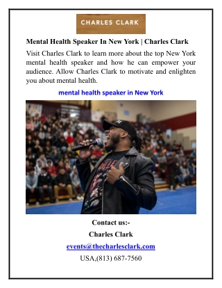 Mental Health Speaker In New York Charles Clark