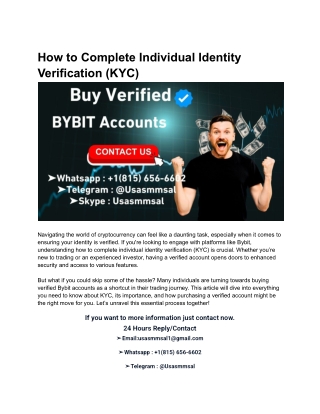 How to Complete Individual Identity Verification (KYC)
