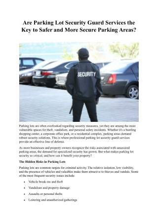 Keep Your Parking Areas Safe with Professional Security