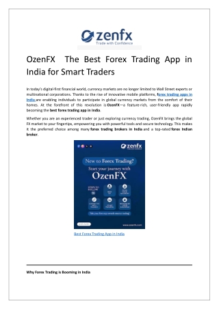 OzenFX  The Best Forex Trading App in India for Smart Traders