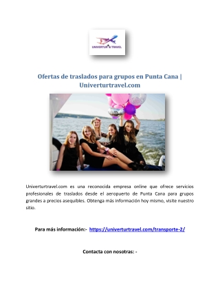 Ofertas de traslados para grupos en Punta Cana | Univerturtravel.com