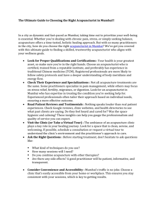 The Ultimate Guide to Choosing the Right Acupuncturist in Mumbai!!