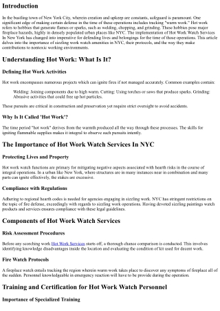 Hot Work Watch in NYC: Protecting Lives and Property During Critical Operations