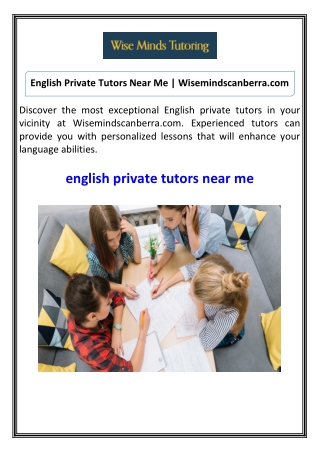English Private Tutors Near Me  Wisemindscanberra.com