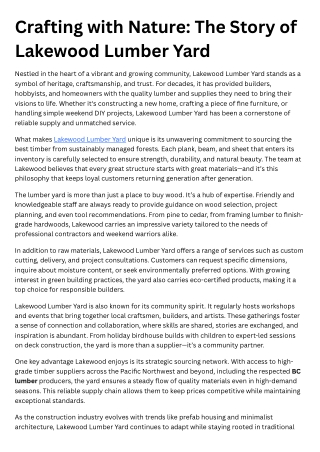 Crafting with Nature The Story of Lakewood Lumber Yard