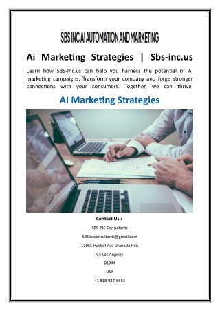 Ai Marketing Strategies  Sbs-inc.us
