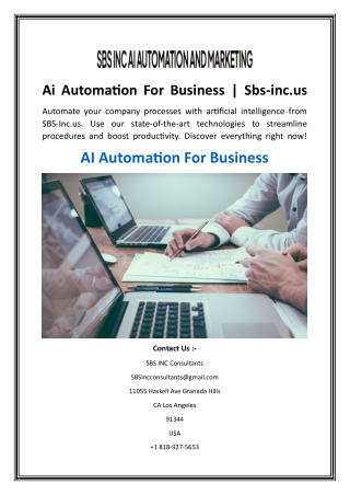 Ai Automation For Business  Sbs-inc.us
