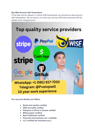 Buy Wise Account with Transactions