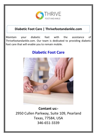 Diabetic Foot Care  Thrivefootandankle.com