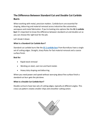The Difference Between Standard Cut and Double Cut Carbide Burrs