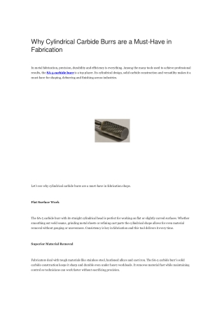 Why Cylindrical Carbide Burrs are a Must-Have in Fabrication