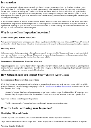 How Often Should You Inspect Your Vehicle's Auto Glass?