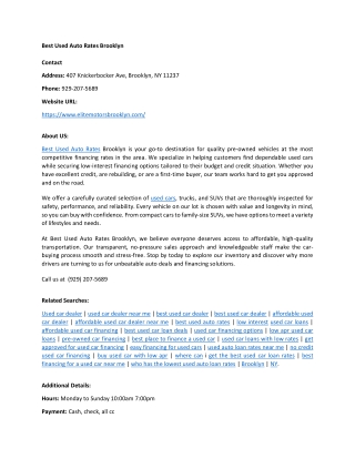 Best Used Auto Rates Brooklyn