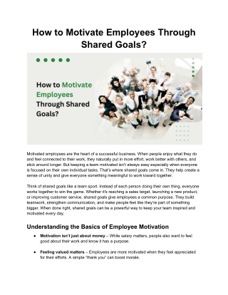 How to Motivate Employees Through Shared Goals_