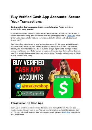Buy Verified Cash App Accounts_ Secure Your Transactions