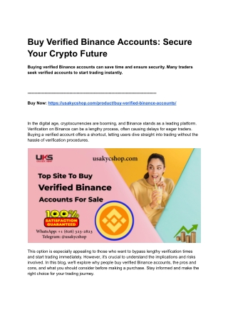 Buy Verified Binance Accounts_ Secure Your Crypto Future