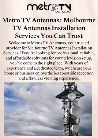 Reliable Melbourne TV Antennas Installation Services – Metro TV Antenna