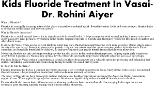 Kids Fluoride Treatment In Vasai-Dr. Rohini Aiyer