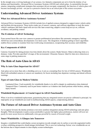 The Future of Advanced Driver Assistance Systems and Auto Glass
