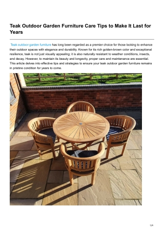 Teak Outdoor Garden Furniture Care Tips to Make It Last for Years