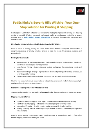 FedEx Kinko’s Beverly Hills Wilshire.docx