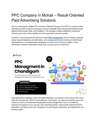 Expert PPC Management Services in Chandigarh
