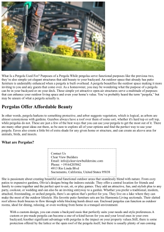 What Is The Purpose of a Pergola: 10 Reasons to Choose