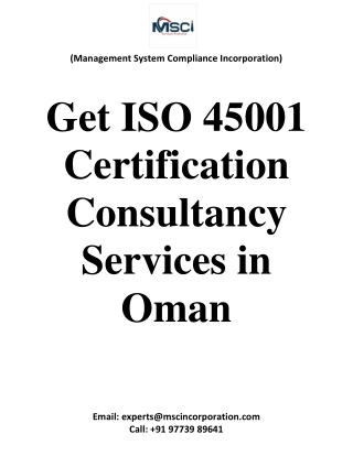 Get ISO 45001 Certification Consultancy Services in Oman