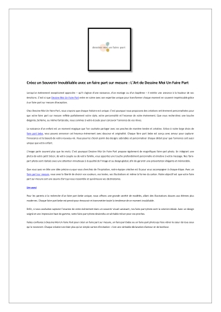 Créez un Souvenir Inoubliable avec un faire part sur mesure