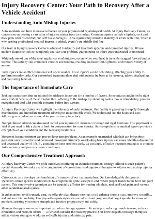 Injury Recovery Center