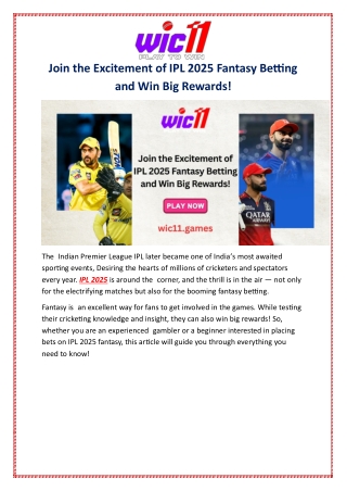 Join the Excitement of IPL 2025 Fantasy Betting and Win Big Rewards!