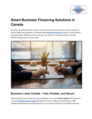 Smart Business Financing Solutions in Canada