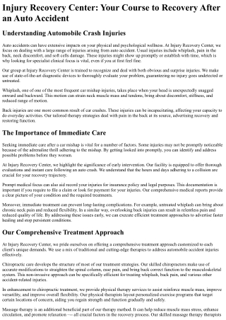 Injury Recovery Center