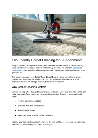 Post 13 - Eco-Friendly Carpet Cleaning for LA Apartments