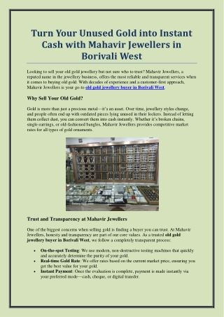 Get the Best Value for Old Gold – Trusted Buyer in Borivali West