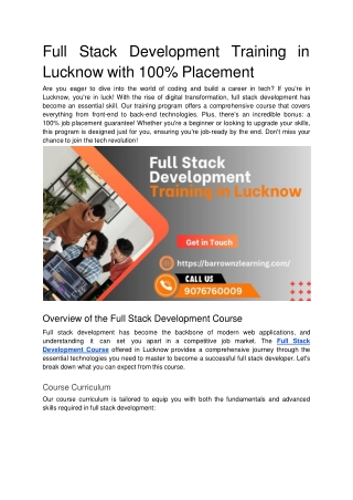 Full Stack Development Training in Lucknow with 100 Placement