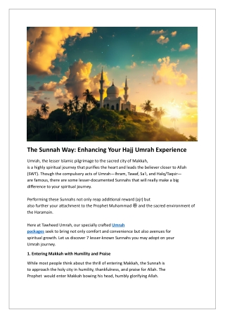 The Sunnah Way: Enhancing Your Hajj Umrah Experience