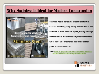 Why Stainless Steel is Best for Modern Construction I In India