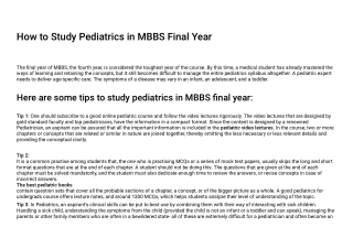How to Study Pediatrics in MBBS Final Year