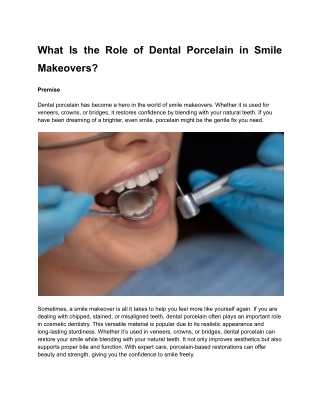 What Is the Role of Dental Porcelain in Smile Makeovers